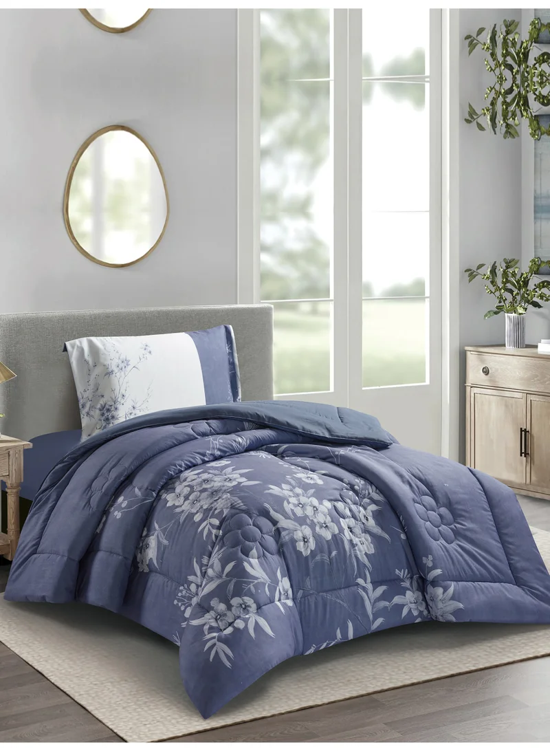 Donetella Bedding Comforter Set, twin Size 170x230 cm - 2-Pcs Digital Print Quilted Bed Set, Microfiber Fabric - 1 Comforter, 1 Pillow Shams.
