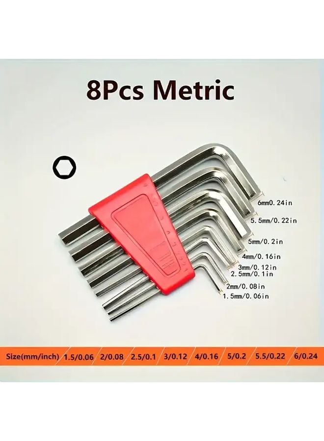 8 قطع مترية مجموعة مفتاح سداسي على شكل L، أداة معدنية متينة لإصلاح الدراجات ومشاريع DIY - Image 3
