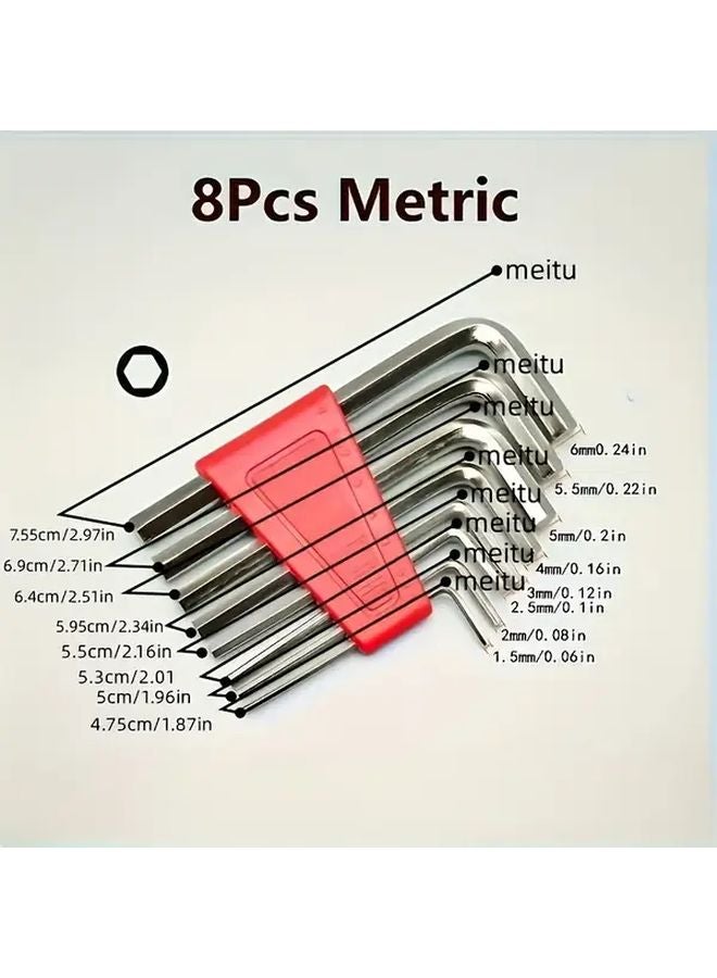 8 قطع مترية مجموعة مفتاح سداسي على شكل L، أداة معدنية متينة لإصلاح الدراجات ومشاريع DIY - Image 4