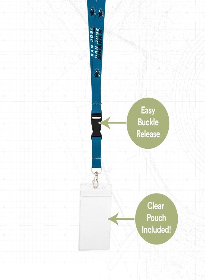Desert Cactus San Jose Sharks Lanyard NHL National Hockey League Car Keys ID Badge Holder Lanyard Keychain Buckle (Blue with Pouch) - Image 4