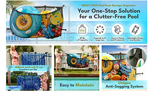 MESH TITAN MeshTitan Heavy-Duty Pool Storage Bag - Floats & Toys Organizer with Sturdy Mesh & Anti-Sagging Support (Blue) - Image 2