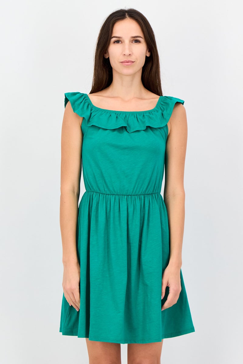 promod Women Solid Midi Dress, Green - Image 1
