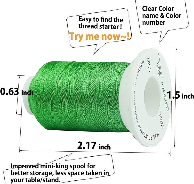 simthread 63 Colors Polyester Compatible with Brother Embroidery Machine Thread Kit 40 Weight Compatible with Brother Babylock Janome Singer Pfaff Husqvarna Bernina Embroidery Sewing Machines 550Y - Image 3