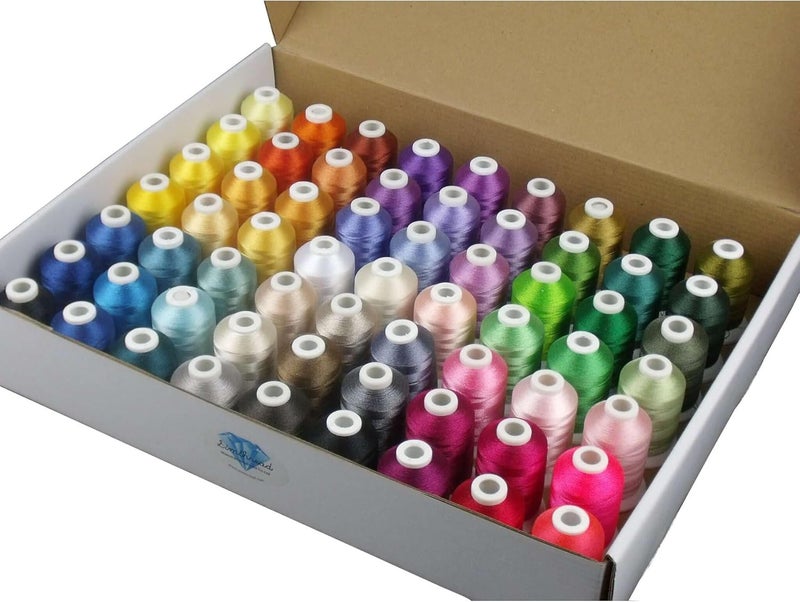 simthread 63 Colors Polyester Compatible with Brother Embroidery Machine Thread Kit 40 Weight Compatible with Brother Babylock Janome Singer Pfaff Husqvarna Bernina Embroidery Sewing Machines 550Y - Image 1