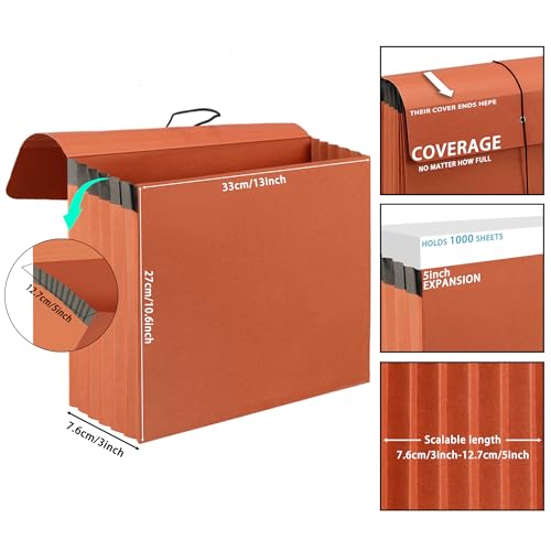 YNXPTBNC 2 Packs Expanding File Folder with Flap and Cord Closure5 Inch Expansion Accordion File OrganizerLetter Size - Image 3