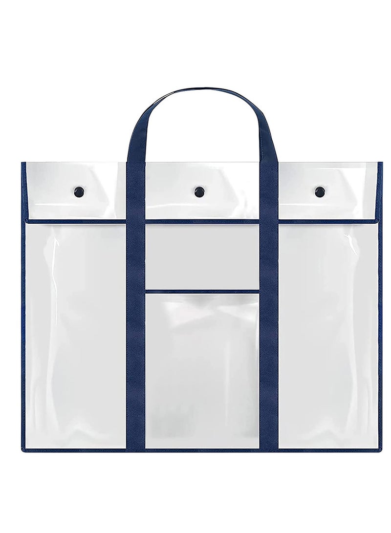 Artist Carry Bag, Large Waterproof PVC A2/A3/A4 Paper Art Portfolio Clear Files Tote Bag with Handle Thick Hanging Pouch Teachers Art Students Storage Bag for Drawing Board Canvases Paints Pencils - Image 1