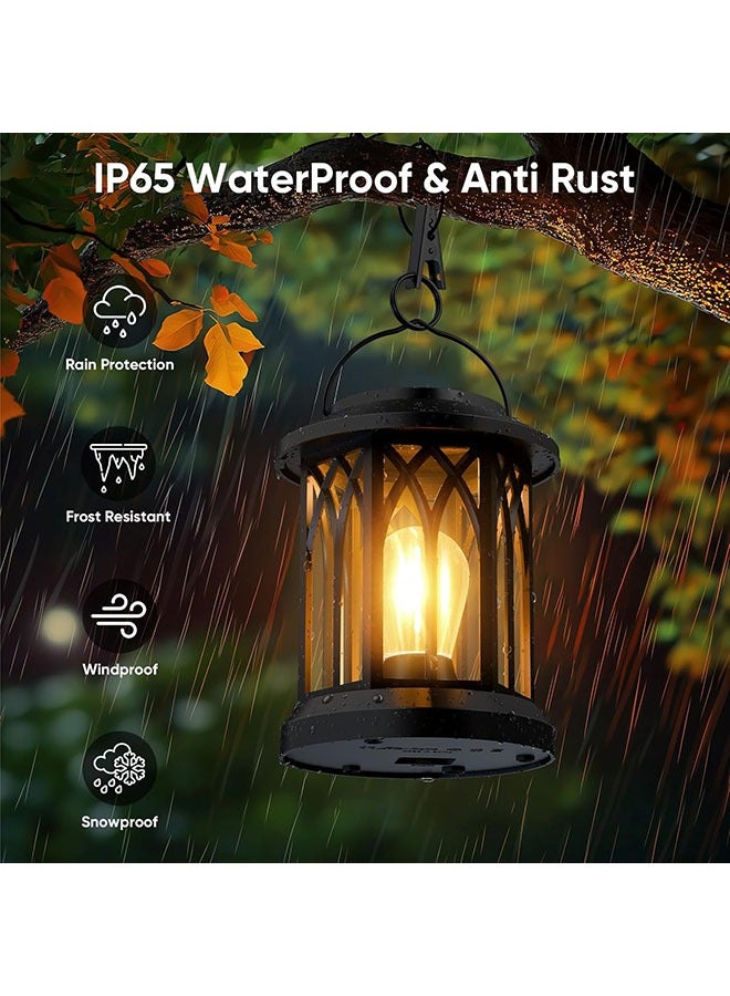 Arabest Hanging Solar Lanterns Outdoor Waterproof - 2 Pack Lanterns Decorative Outdoor Patio Decor with Clip Solar Lantern for Outside - Outdoor Lanterns for Patio Garden Waterproof Gifts for Women Mom Family - Image 3