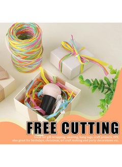 HY Colored Raffia Paper Ribbon, 6 Colors Packing Paper String, 262 Feet Colored Paper String Raffia Ribbon for Gift Wrapping, Wrapping Ribbons for Gift Party Decor DIY Craft Decoration  - Image 2