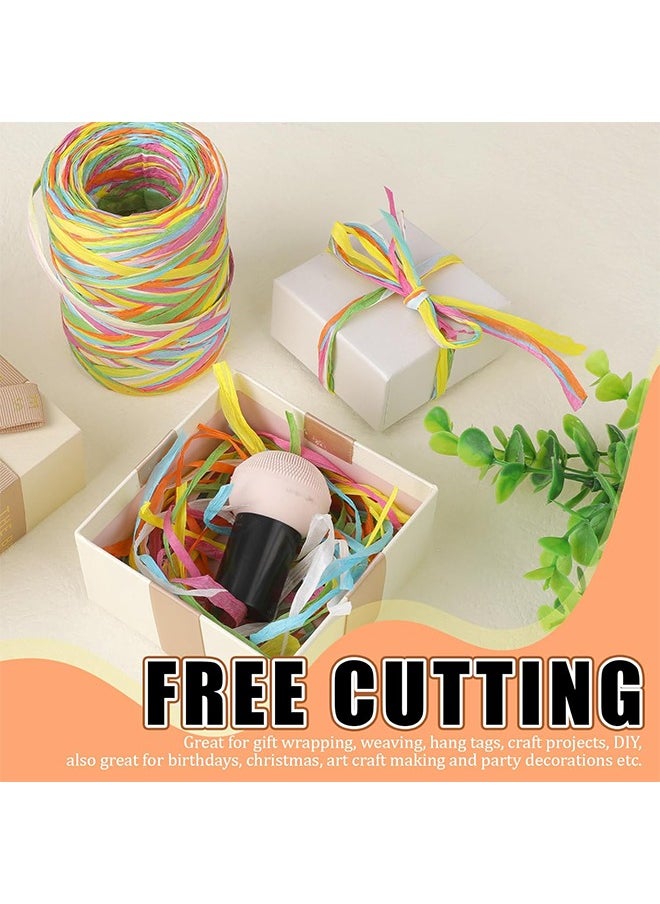 HY - Colored Raffia Paper Ribbon, 6 Colors Packing Paper String, 262 Feet Colored Paper String Raffia Ribbon for Gift Wrapping, Wrapping Ribbons for Gift Party Decor DIY Craft Decoration - Image 1
