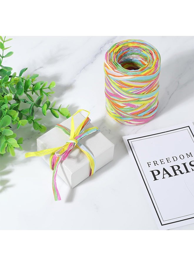 HY - Colored Raffia Paper Ribbon, 6 Colors Packing Paper String, 262 Feet Colored Paper String Raffia Ribbon for Gift Wrapping, Wrapping Ribbons for Gift Party Decor DIY Craft Decoration - Image 1