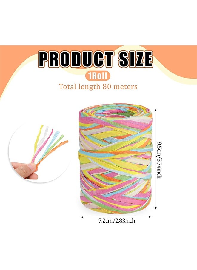 HY - Colored Raffia Paper Ribbon, 6 Colors Packing Paper String, 262 Feet Colored Paper String Raffia Ribbon for Gift Wrapping, Wrapping Ribbons for Gift Party Decor DIY Craft Decoration - Image 1