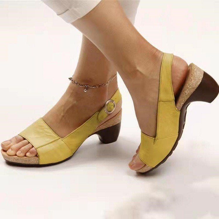 2021 Factory Explosions Women'S Shoes Plus Size Thick Heel Sandals Wish Heel Explosions - Image 2