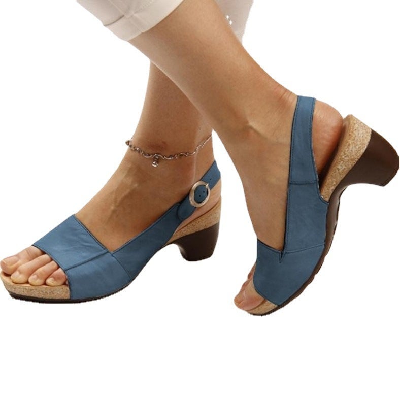 2021 Factory Explosions Women'S Shoes Plus Size Thick Heel Sandals Wish Heel Explosions - Image 4