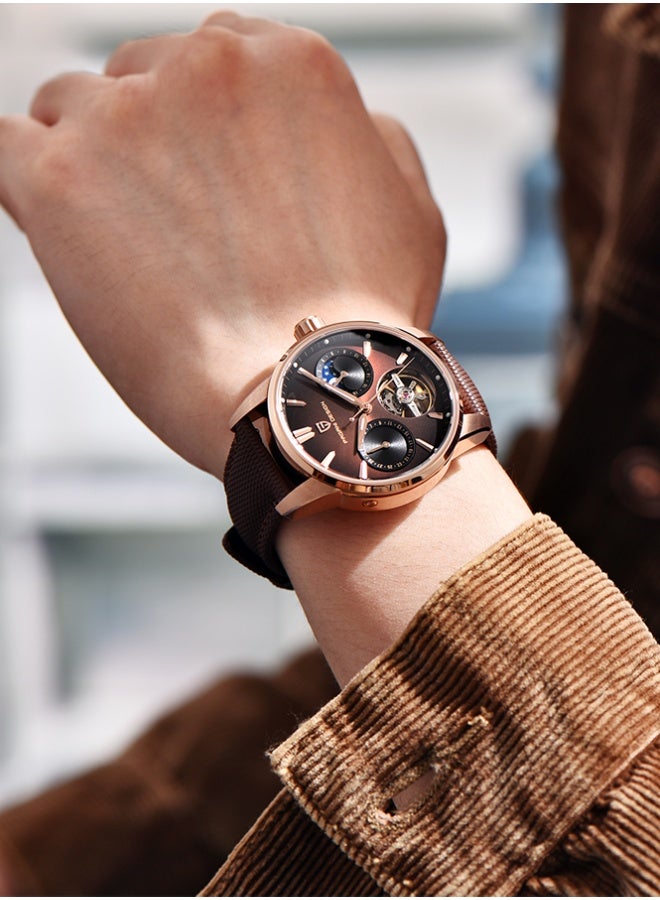 PAGANI DESIGN New Men's Business Mechanical Watch, 41mm Waterproof Stainless Steel Case, Imported Automatic Movement, Dynamic Gyro Dial, Luminous Hands, High-End Quality PD YS021 - Image 1