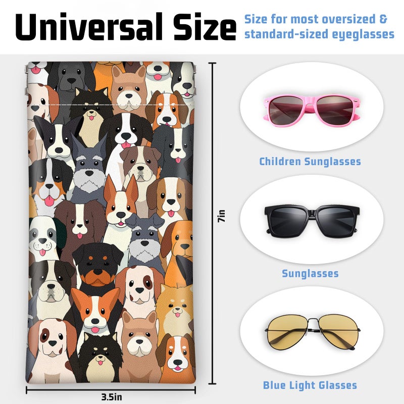 Mcapirivo Soft Sunglasses Eyeglass Glasses Case,7X3.5inches, Portable Pu Leather Squeeze Top Sunglasses Holder Bag Pouch for Women Men Dogs - Image 4