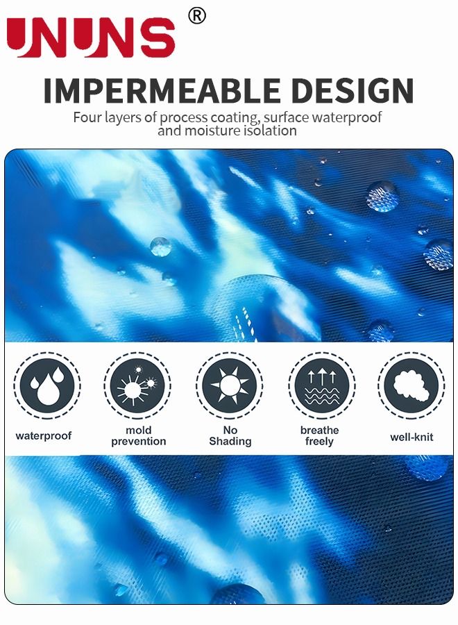 UNUNS 2PCS Ocean Shower Curtain Set with Non-Slip Rugs, 3D Print Durable Tropical Seascape Bright Sunshine Through Deep Blue Sea View Underwater Picture Polyester Fabric Bathroom Sets  - Image 5