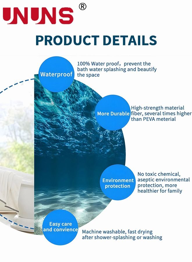 UNUNS 2PCS Ocean Shower Curtain Set with Non-Slip Rugs, 3D Print Durable Tropical Seascape Bright Sunshine Through Deep Blue Sea View Underwater Picture Polyester Fabric Bathroom Sets  - Image 3