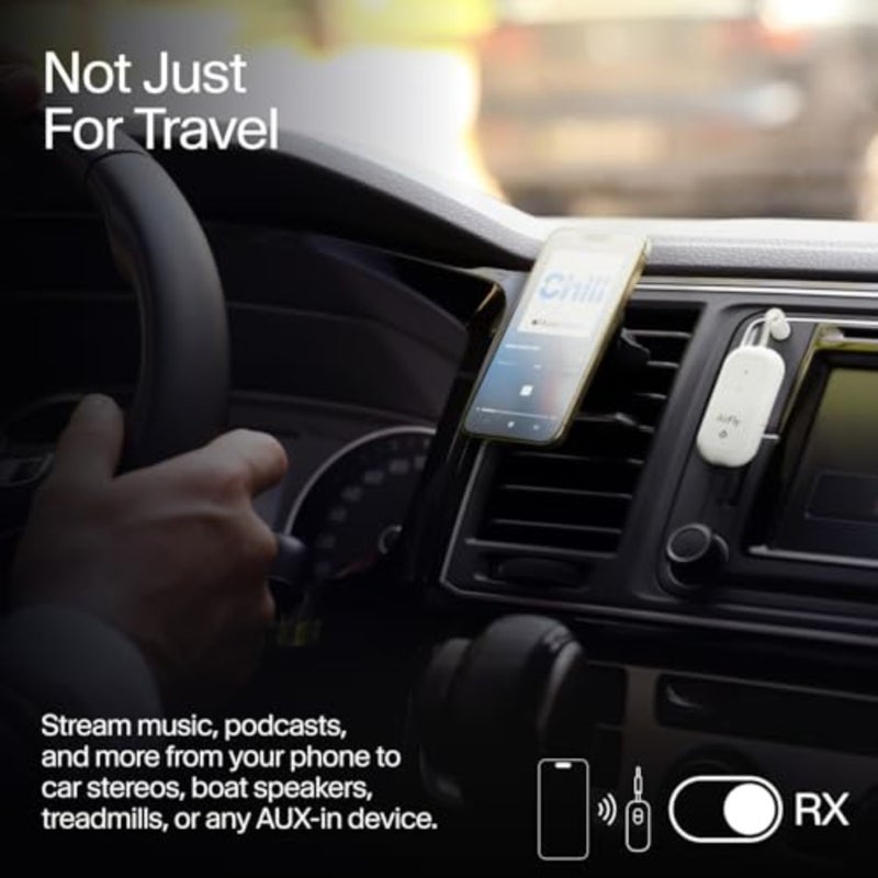 AirFly Pro 2 Deluxe Bluetooth Adapter for Airplane, Pair 2 AirPods or Wireless Headphones 3.5mm AUX Bluetooth Transmitter/Receiver for Cars, Boats, Treadmills, TVs Airplane Travel Essentials - Image 4