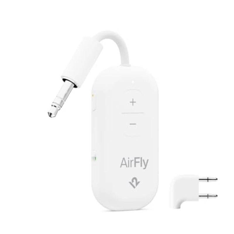 AirFly Pro 2 Deluxe Bluetooth Adapter for Airplane, Pair 2 AirPods or Wireless Headphones 3.5mm AUX Bluetooth Transmitter/Receiver for Cars, Boats, Treadmills, TVs Airplane Travel Essentials - Image 1