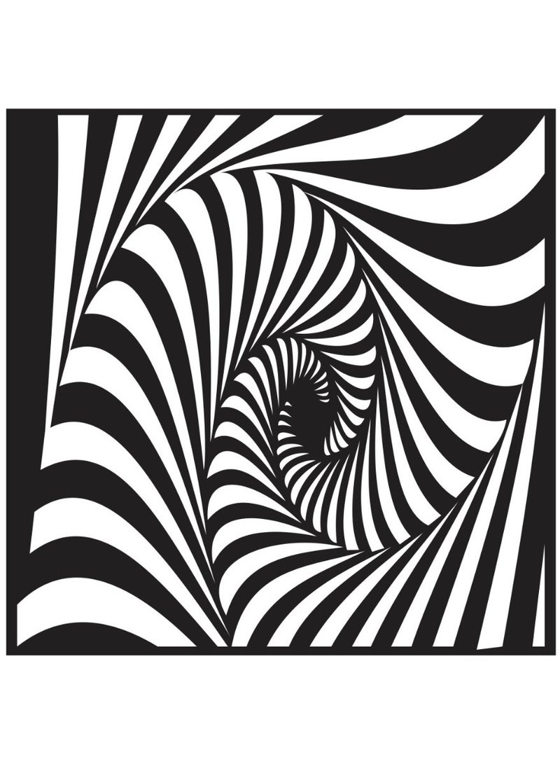 MIRFA Wooden Wall Art With Self Adhesive Base - Black (3D Hypno Illusion)