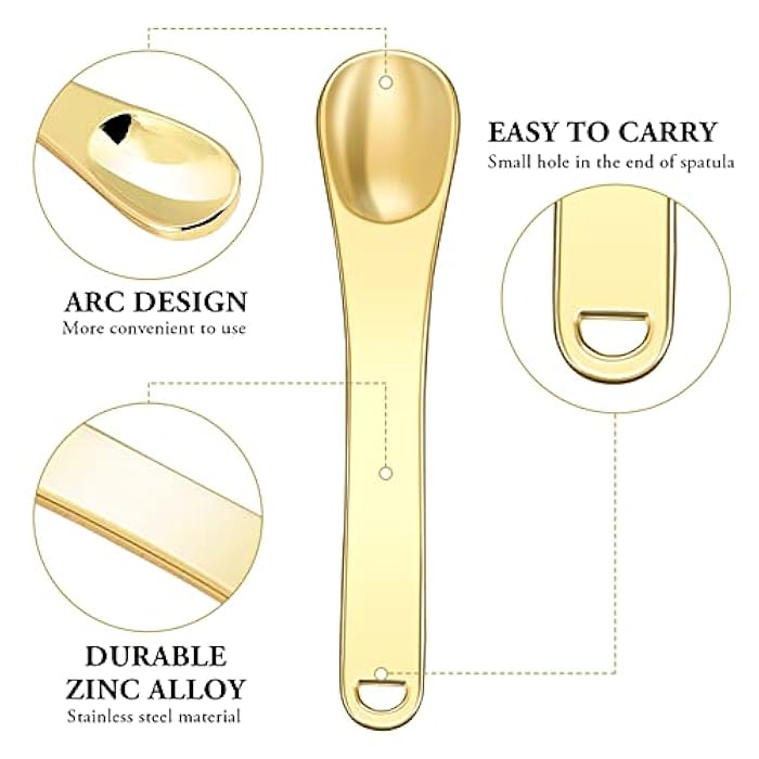 WLLHYF Mini Metal Makeup Spatula Skin Care Cosmetic Spoon Reusable Applicator, Beauty Scoop for Facial Cosmetic for Face Mask Cream Lotions Moisturizers - Image 2