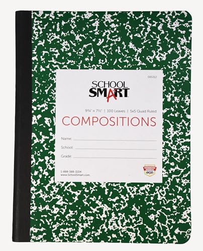 School Smart Stitched Cover Composition Book, Quad Ruled, 9-3/4 x 7-1/2 Inches, 200 Pages - Image 1