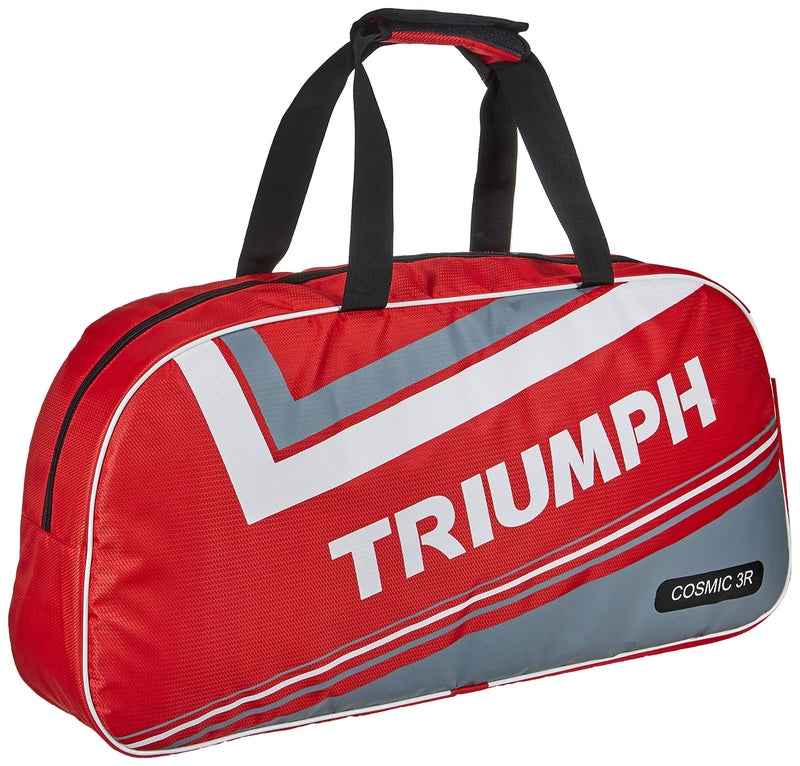 Triumph Wizard Graphite Hotmelt Light Weight Strung Badminton Racket with Cosmic-6R Double Compartment Badminton Bag Red/Grey - Image 2
