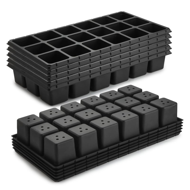 RooTrimmer 10 Pack 18 Cell Seed Starter Trays - 2.9 "Deep 3 Inch Big Cell Plastic Nursery Trays, 20" x 10", for 1020 Flat Trays Seed Germination, Planting Seedlings & Propagation - Image 2