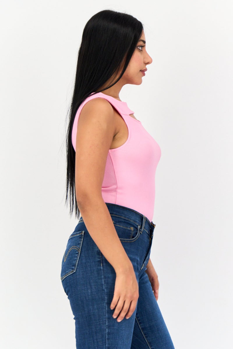 SALSA Women Ribbed Sleeveless Bodysuit, Pink - Image 2