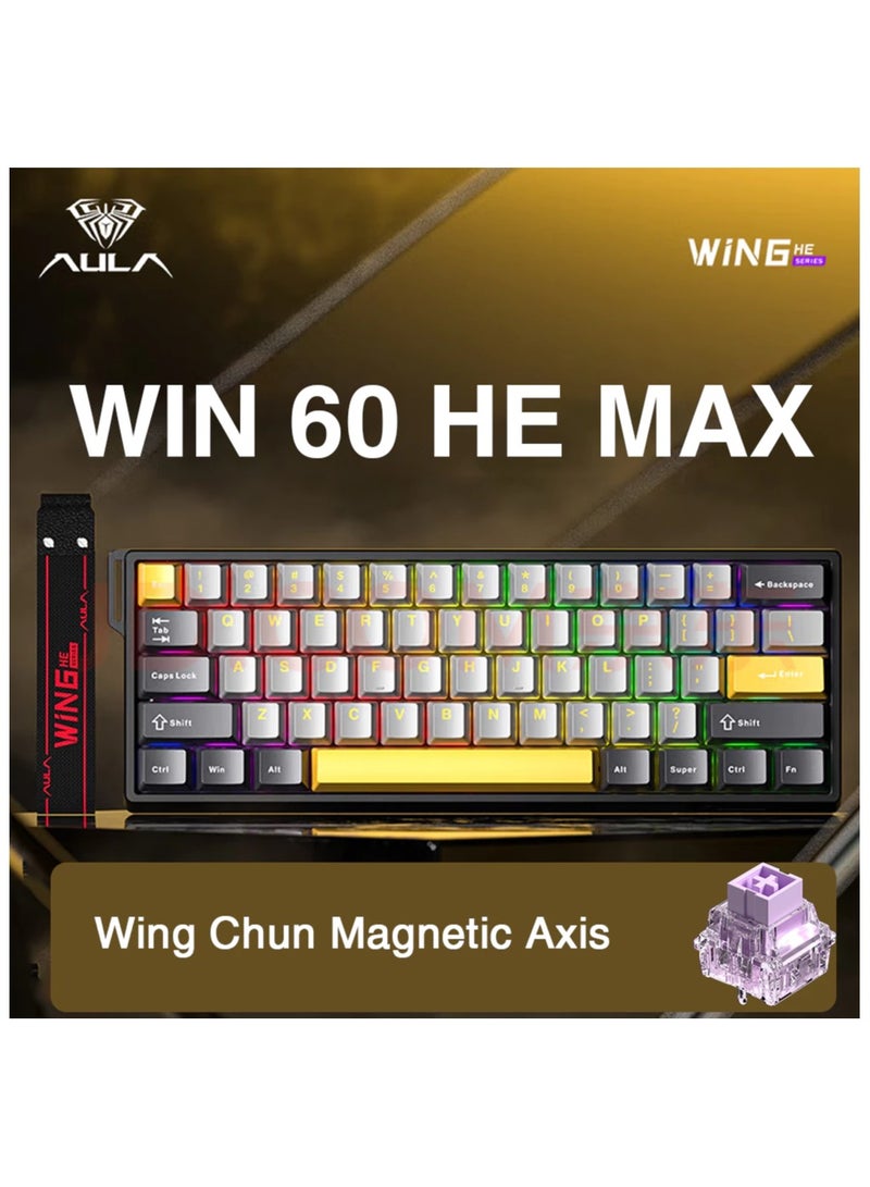 AULA WIN60 HE Max Magnetic Keyboard RT Gaming Wired RGB Hot-swap 8kHz low latency Mechanical Keyboard(Wing Chun Magnetic Axis) - Image 1