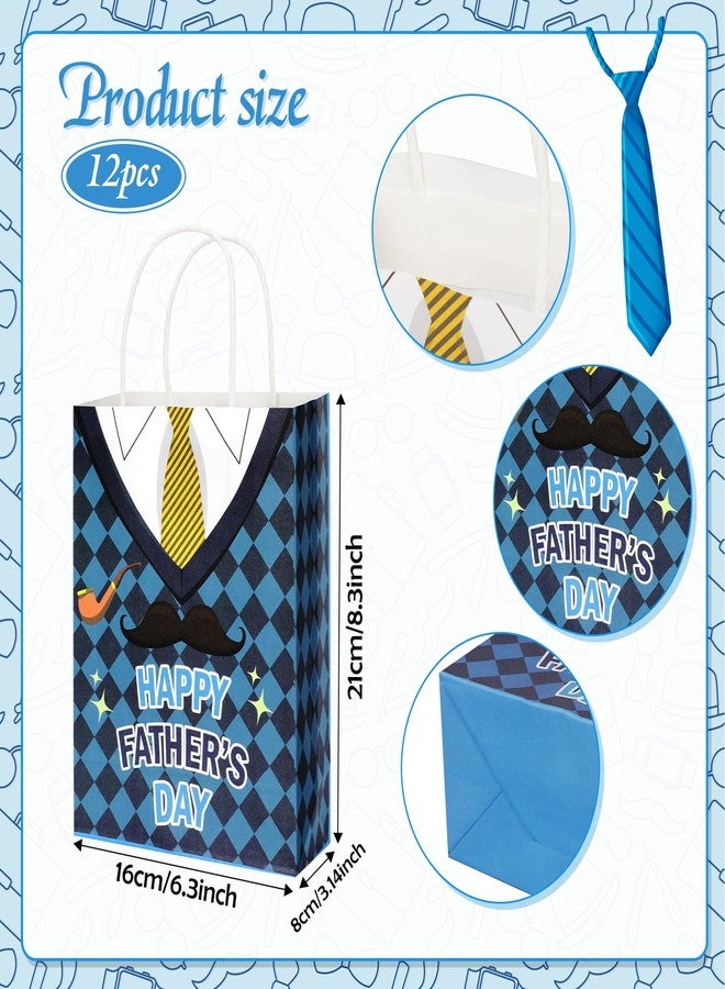 HOWAF 12PCS Father’s Day Gift Bags, Father's Day Party Bags for Dad’s Day Gift Wrapping, Happy Father’s Day Treat Bags for Men Dad Papa Grandpa Birthday Present Wrapping - Image 2