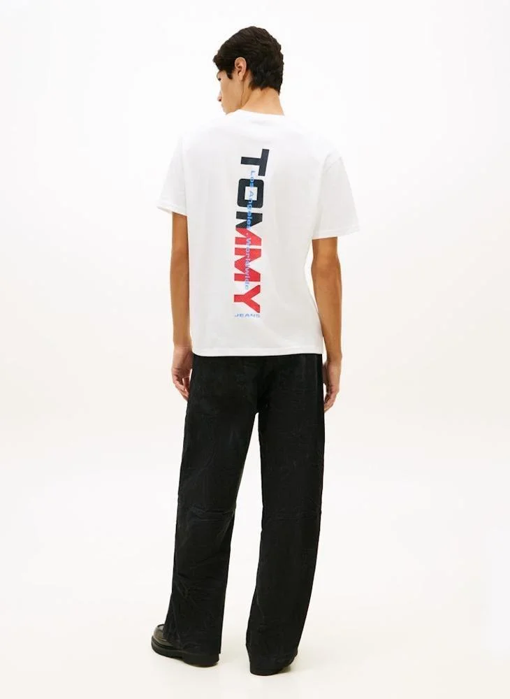 Tommy Jeans Ecru Back Logo Relaxed Jersey T-Shirt for Men | Best Price UAE