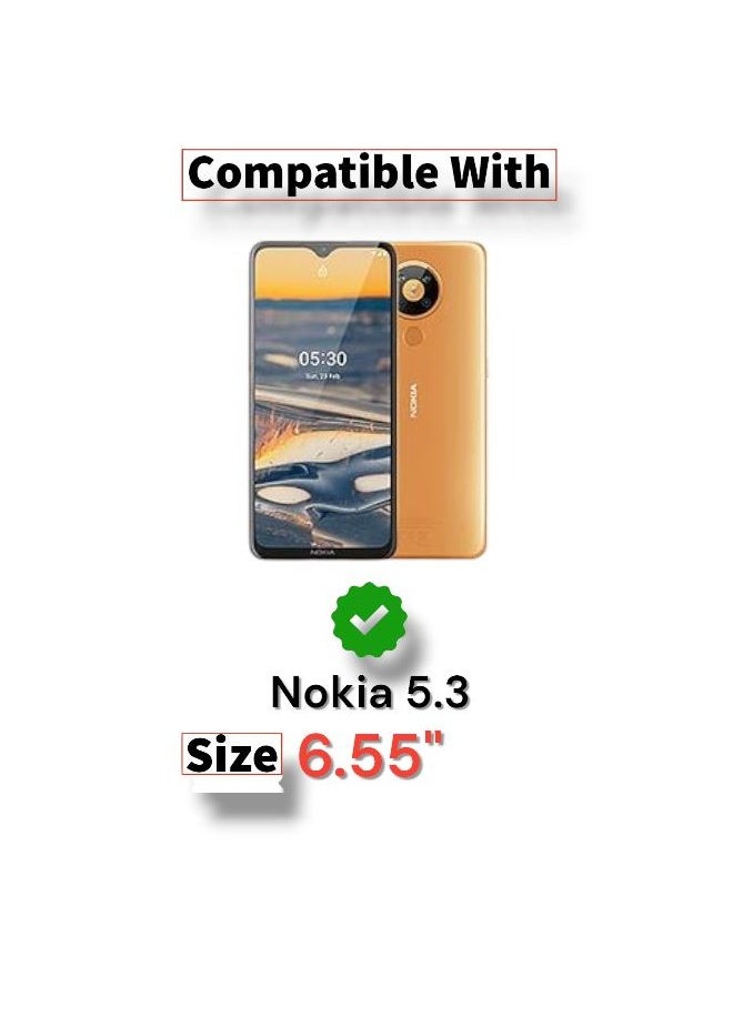 Generic - For Nokia 5.3 Two-line design Flip Leather Wallet Card Slot Case with Kickstand,Strap Magnetic Closure,Included Internal Tpu Silicone Case,Compatible with Nokia 5.3 (6.55'') (Black) - Image 1