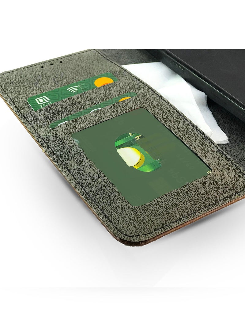 Generic - For Nokia 5.3 Two-line design Flip Leather Wallet Card Slot Case with Kickstand,Strap Magnetic Closure,Included Internal Tpu Silicone Case,Compatible with Nokia 5.3 (6.55'') (Black) - Image 1