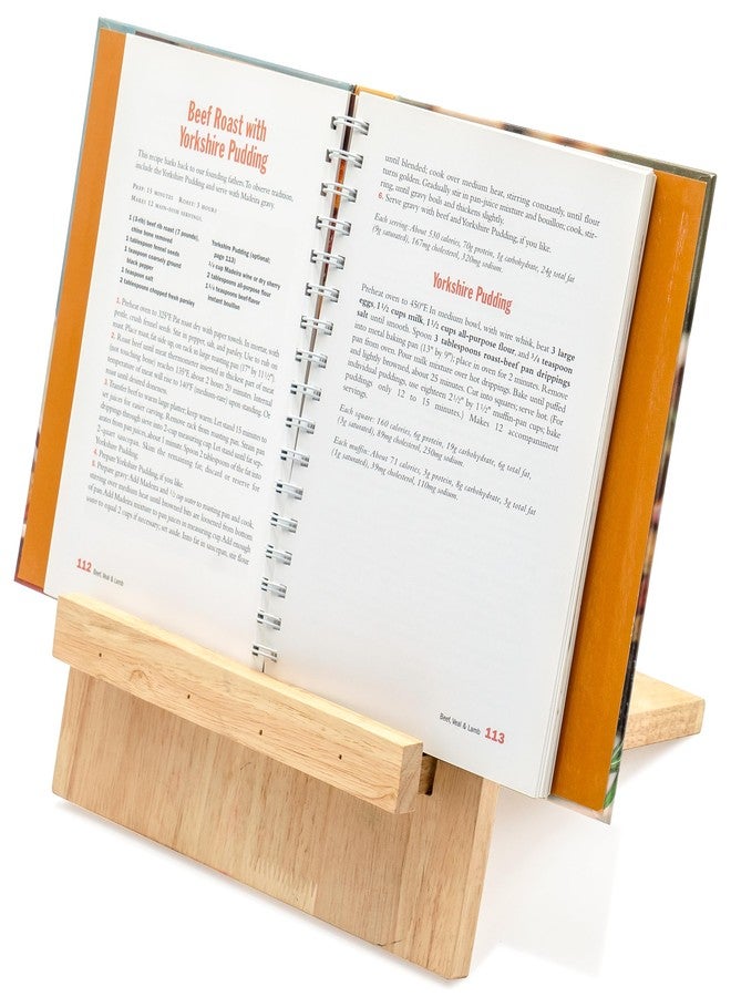 Red Co. 10” x 11” Sustainable Rubberwood Cookbook Holder & Reading Stand for Open & Closed Books, Brown - Image 3