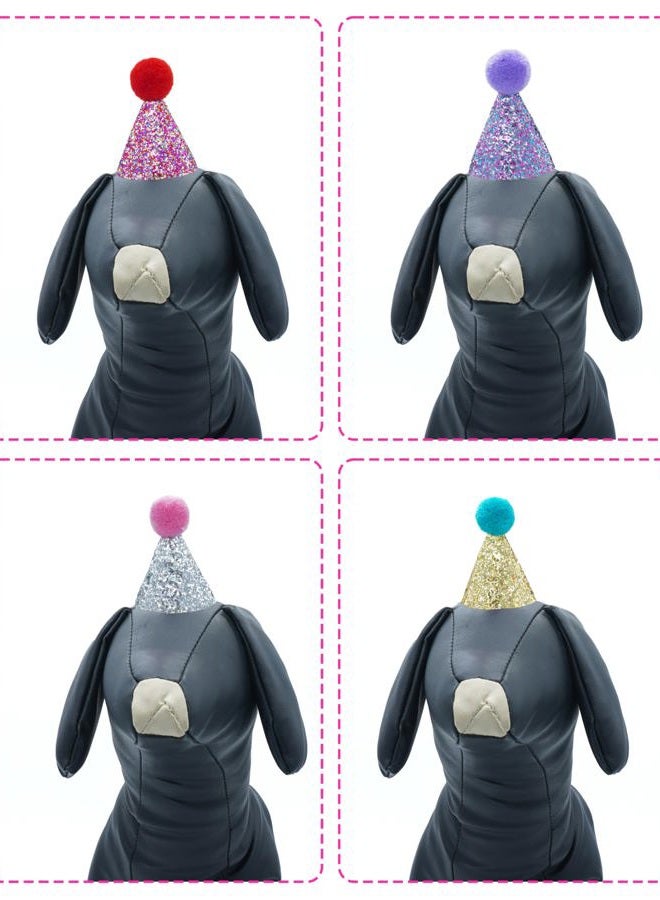 pet show 10 Pack Mini Small Dog Hats with Sequins Puppy Birthday Party Hats Cats Adjustable Holiday Hats Headband Kitten Hats Pet Grooming Costume Accessories - Image 4