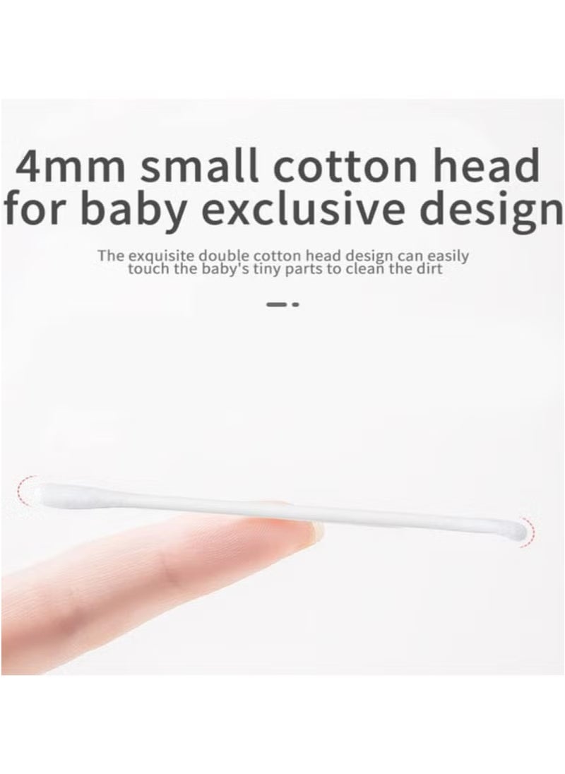 Bebiland 200Pcs Baby Cotton Swabs, Ear Cleaners, Double-headed Design, Biodegradable Baby Cotton Buds Kids Safety Swabs, Applicator Cleaning Sticks Wax Cleaner for Baby Ear Nose Clean  - Image 5
