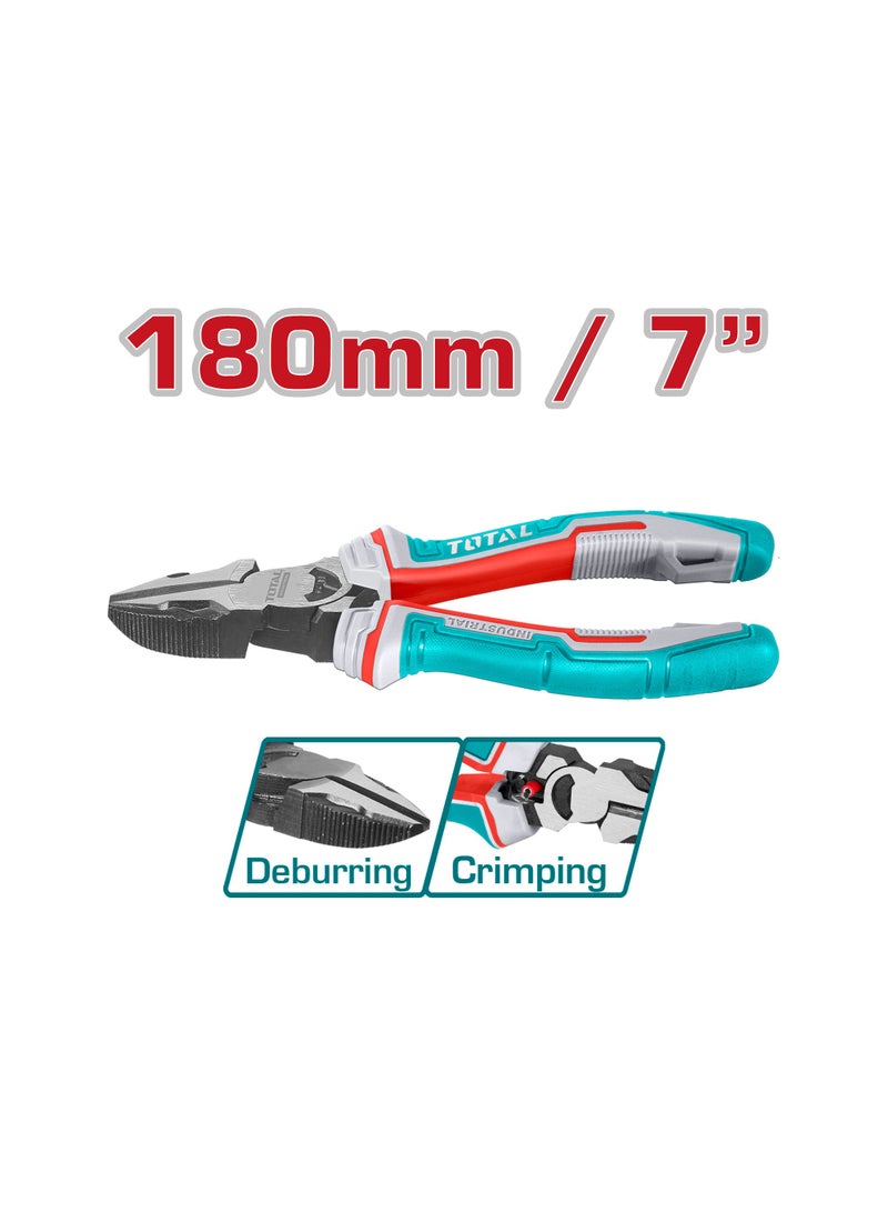 Total Industrial 4-Piece Pliers Set, Cr-V Steel, with Crimping, Deburring, Nail Holder and Wrench Functions, TPR Handle - Image 4