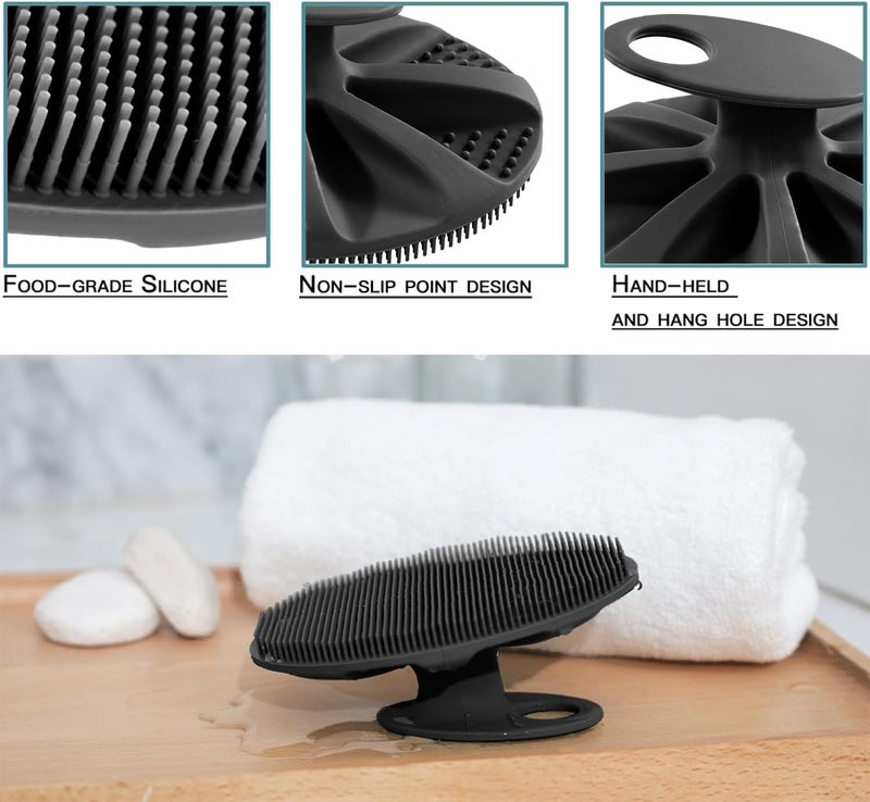 Innerneed Soft Silicone Body Scrubber Handheld Shower Cleansing Brush, Gentle Exfoliating and Massage for All Kinds of Skin (Black) - Image 5