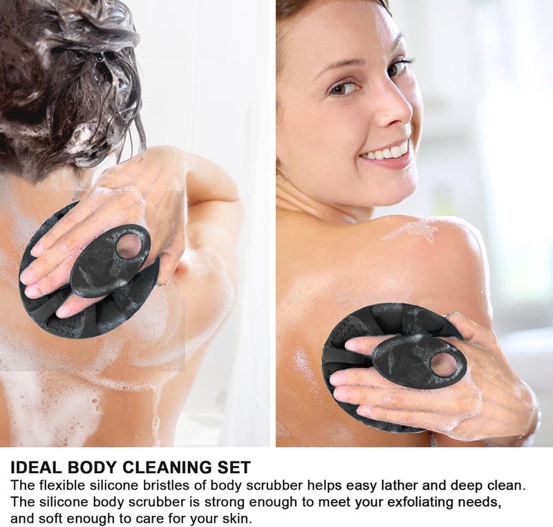 Innerneed Soft Silicone Body Scrubber Handheld Shower Cleansing Brush, Gentle Exfoliating and Massage for All Kinds of Skin (Black) - Image 3