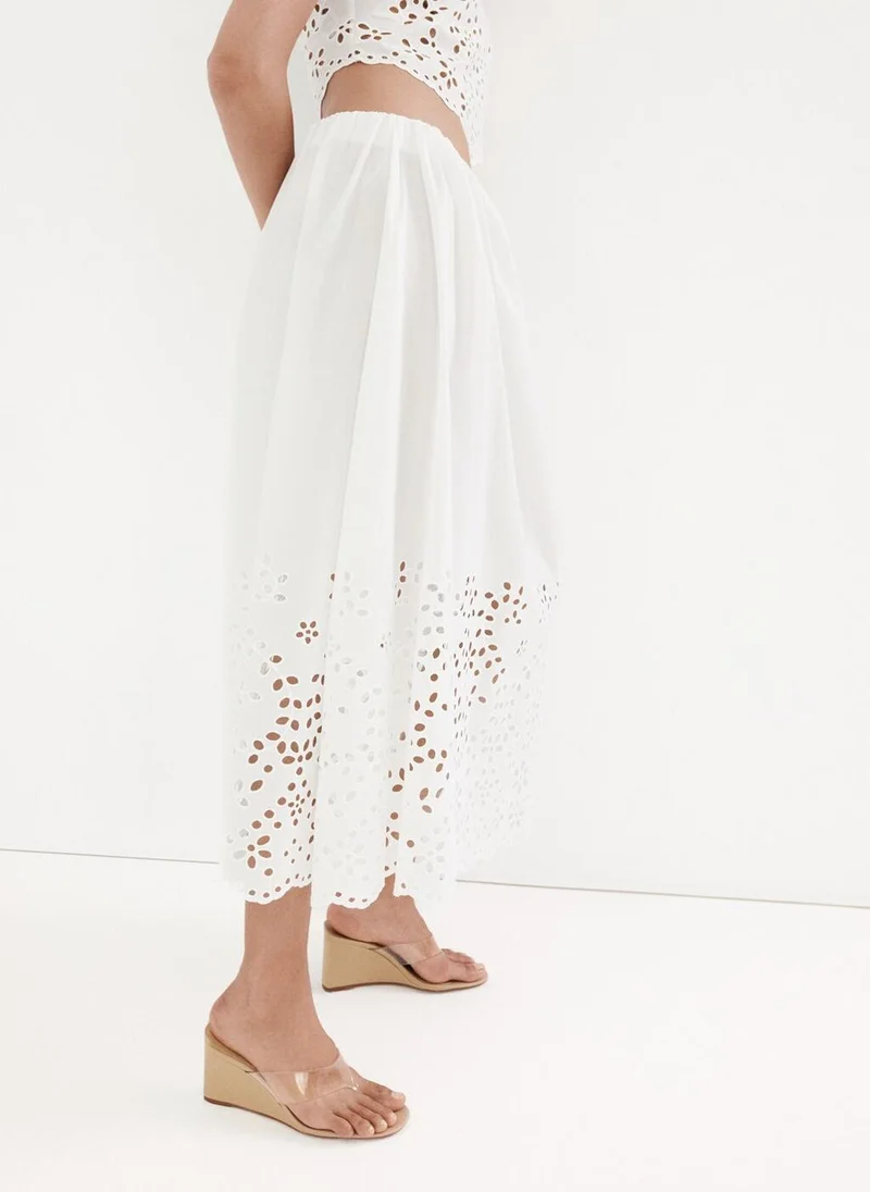 Mango Midi Skirt With Embroidered Details