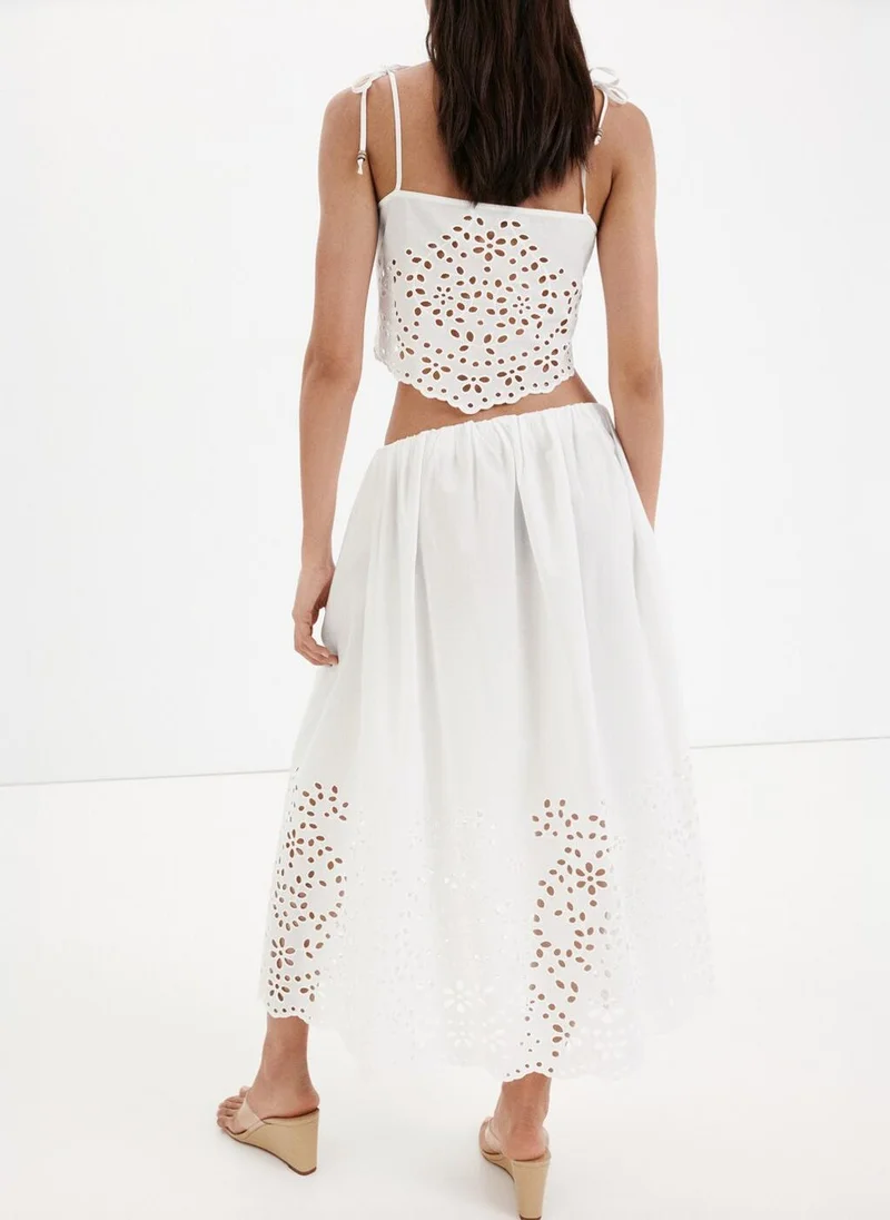 Mango Midi Skirt With Embroidered Details