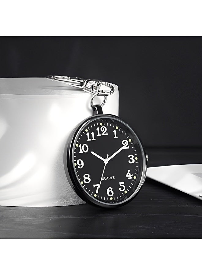 Keyring Bronze and Silver Analog Pocket Watch Watch Clip Easy to Read Portable Quartz Care Catch Backpack Strap Buckle Belt Hanging Buckle Watch Nurse Accessories Suitable for Both Men and Women - Image 4