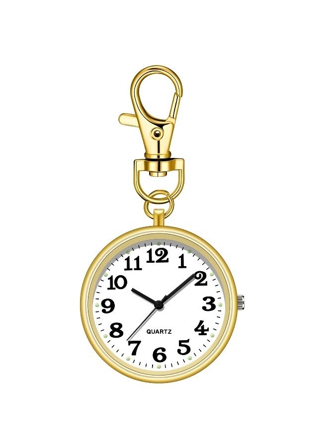 Keyring Bronze and Silver Analog Pocket Watch Watch Clip Easy to Read Portable Quartz Care Catch Backpack Strap Buckle Belt Hanging Buckle Watch Nurse Accessories Suitable for Both Men and Women - Image 3