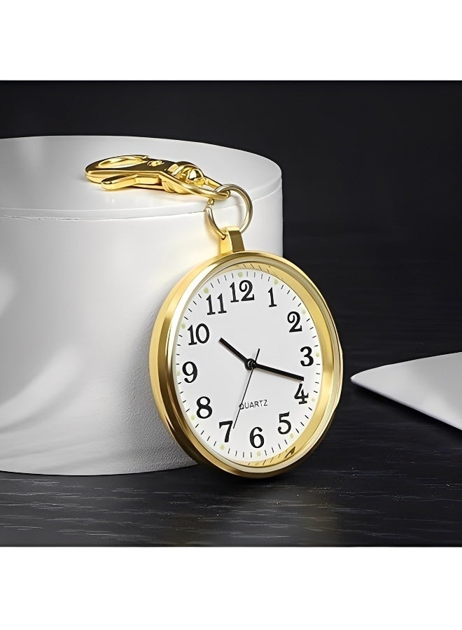 Keyring Bronze and Silver Analog Pocket Watch Watch Clip Easy to Read Portable Quartz Care Catch Backpack Strap Buckle Belt Hanging Buckle Watch Nurse Accessories Suitable for Both Men and Women - Image 5