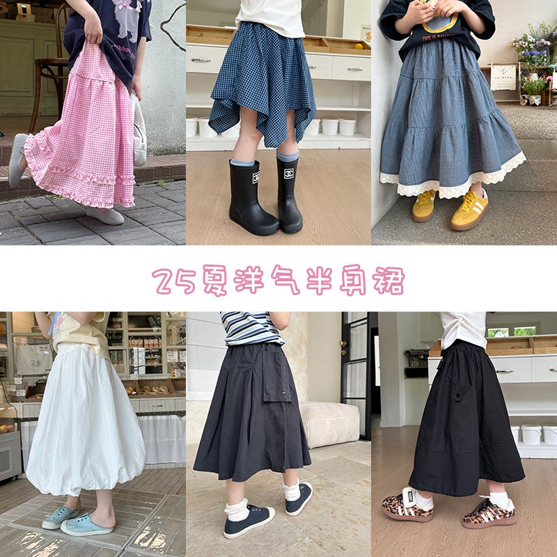 Yojia Girls Skirt Collection Summer Sweet Mid-Length Short Skirt Big Children'S Wear Children'S Skirt - Image 2