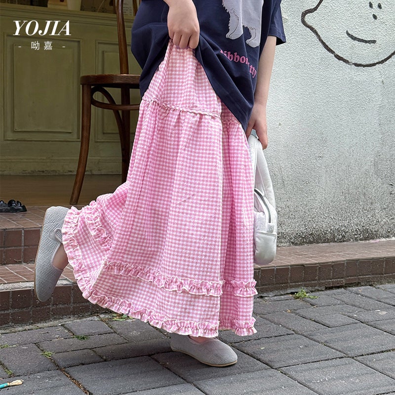 Yojia Girls Skirt Collection Summer Sweet Mid-Length Short Skirt Big Children'S Wear Children'S Skirt - Image 1