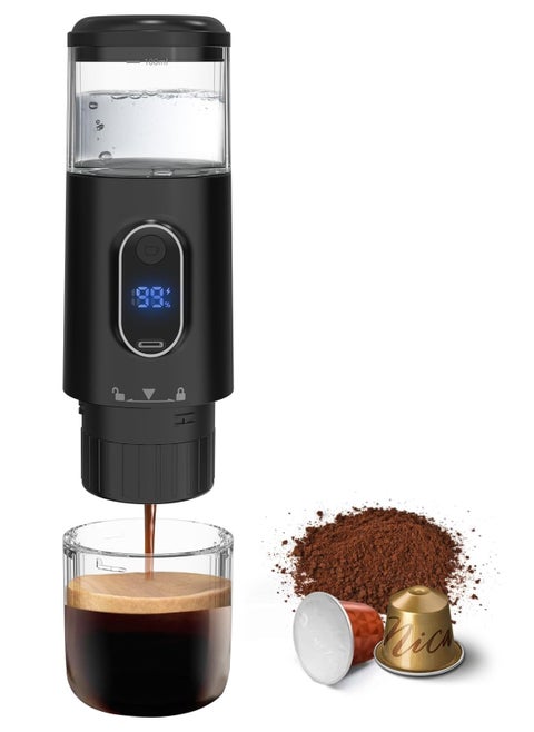 Portable Espresso Maker Single Serve Coffee Maker High-capacity(100ml) Non-Heating Version Compatible with NS Pods & Ground Coffee for Garden Party,Camping,Travel,Office