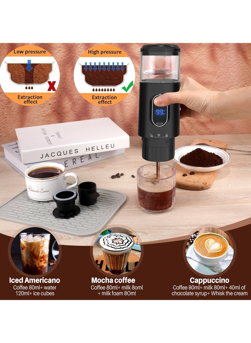 Portable Espresso Maker Single Serve Coffee Maker High-capacity(100ml) Non-Heating Version Compatible with NS Pods & Ground Coffee for Garden Party,Camping,Travel,Office