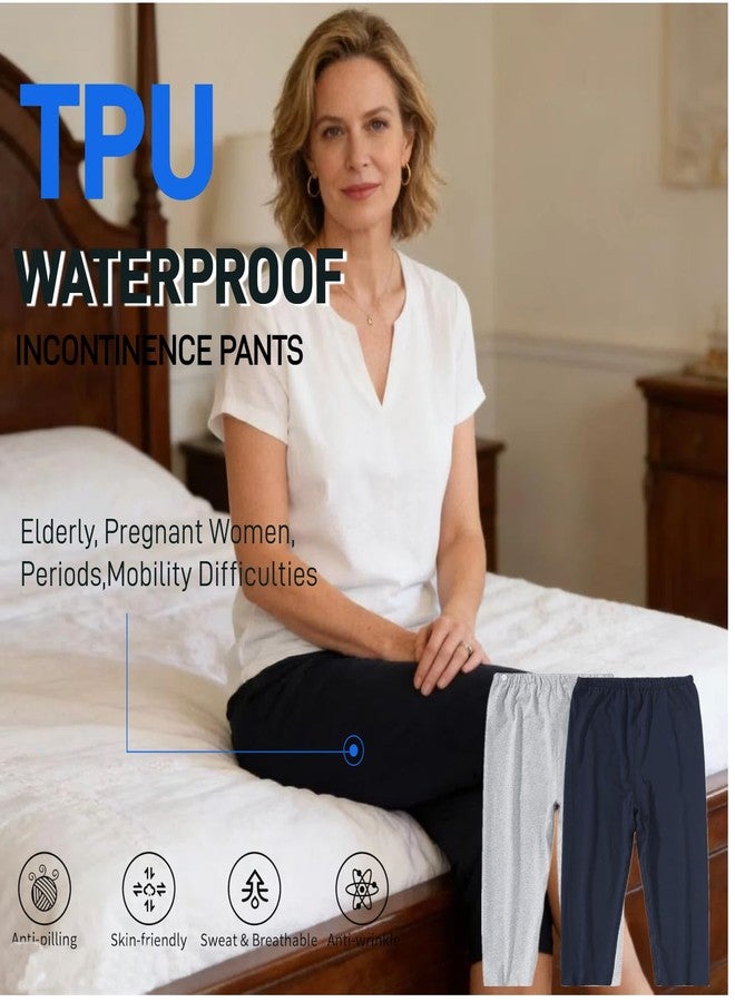 LAROTSUBA Adult Incontinence Pants,Patient Care Underwear,Adjustable Incontinence Trousers,Adult Diaper Pants,Reusable Adaptive Apparel for Adult Patients,Seniors and Women (Cropped,Blue,L - Image 2
